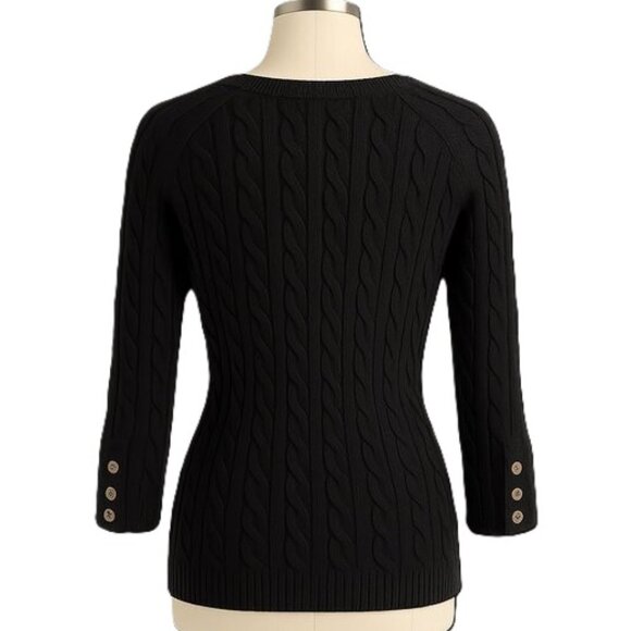 Autumn Cashmere Scoop Neck Cable Sweater In Black, XS - Picture 2 of 4